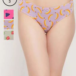 Clovia Cotton Pack of 3 Low Waist Printed Thong with Inner Elastic-16