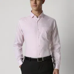 Peter England Pink Cotton Regular Fit Self Pattern Shirt-image-74