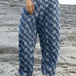 Campus Sutra Blue Regular Fit Checks Jeans-image-94