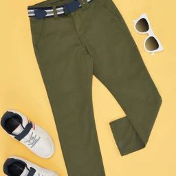 Pantaloons Junior Boys Bluish Olive Cotton Solid Trousers & Pants-image-31