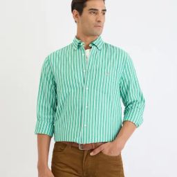 GANT Green Regular fit Stripes Shirt-image-72