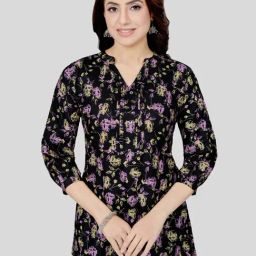 Saree Swarg Black Printed A-Line Short Kurti-picture-15