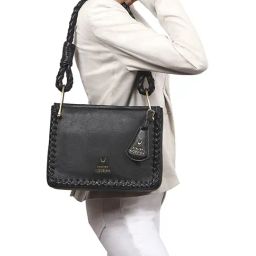 Hidesign WABI SABI Black Solid Shoulder Handbag-image-30