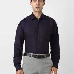 Van Heusen Purple Cotton Regular Fit Texture Shirt-image-90