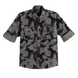 Cavio Boys Dark Grey Cotton Printed Shirt-image-44