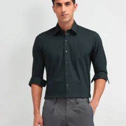 Arrow New York Green Cotton Slim Fit Striped Shirt-image-57