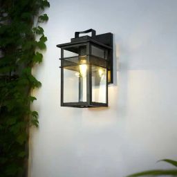 FOS LIGHTING Black Mild Steel Modern Mesh Band Box Outdoor Wall Sconce-image-7