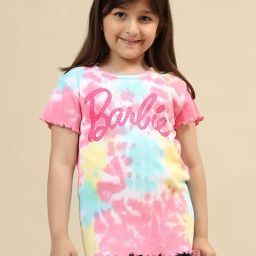 Kidsville Barbie Printed Regular Fit Tshirt For Girls-image-73
