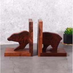 Unravel India Brown Beer Motif Handcarved Sheesham Wood Book Holder-28