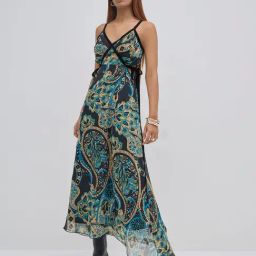LOV by Westside Black Paisley Printed A-Line Dress-picture-30