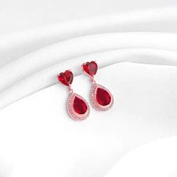 GIVA 925 Sterling Silver Rose Gold Love In Pink Earringss For Women-image-14