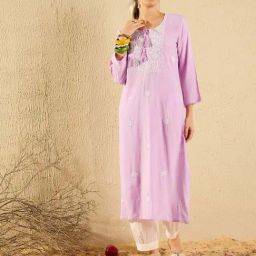 Indo Era Purple Embroidered Straight Kurta-image-46