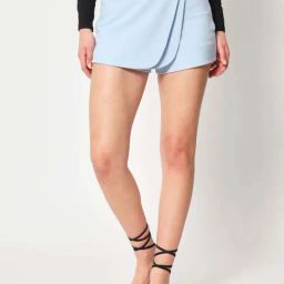 ZASTRAA Blue Solid Skorts-image-83