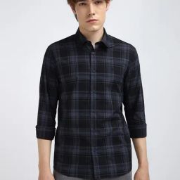 Calvin Klein Jeans Blue Cotton Regular Fit Checks Shirt-picture-3