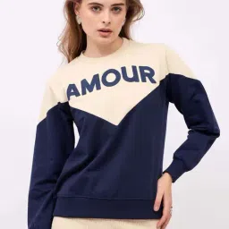 Styli Blue & Off White Regular Fit Color-Block Sweatshirt-picture-47