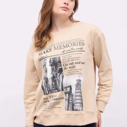 Styli Beige Regular Fit Printed Sweatshirt-25