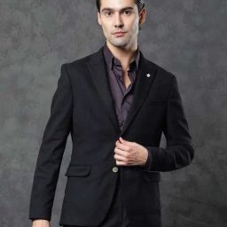 Rare Rabbit Navy Tailored Fit Jacquard Formal Suit-image-34