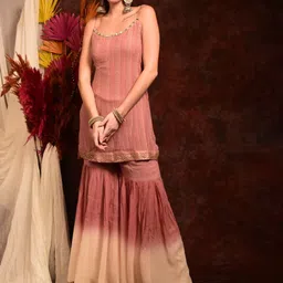 Laalzari Self Designed Kurta With Sharara & Dupatta Set image 3