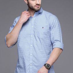 Louis Philippe Sport Men Blue Slim Fit Horizontal Stripes Pure Cotton Casual Shirt-picture-42