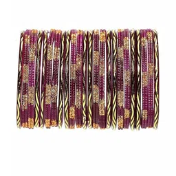 SAVORADE Set Of 10 Maroon Glass Bangle-picture-49