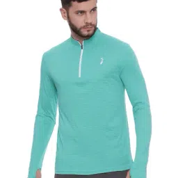 Campus Sutra Light Green Mandarin Collar Polyester T-Shirt-image-29
