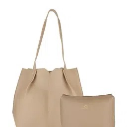 Gio Collection Beige Solid Shoulder Bag with Pouch-image-35