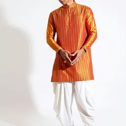 VIVEK KARUNAKARAN Striped Straight Kurta with Dhoti Pants-image-17
