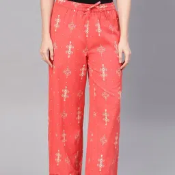 Juniper Coral Cotton Printed Palazzos-picture-8