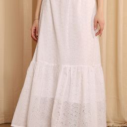 NEUDIS Self-Design Cotton Tiered Maxi Skirt-image-3