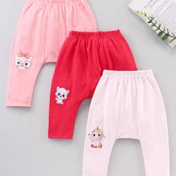 Babyhug Anle Length Atimicrobial Cotton Diaper Leggings Kitty Print Pack Of 2 - Pink Red-picture-23