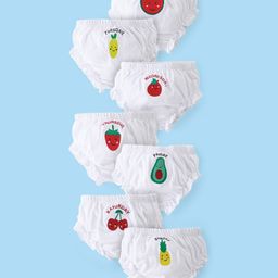 Babyhug 100% Cotton Knit Bloomer Fruits & Days of the Week Print Pack of 7 - White-image-10