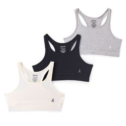 Pine Kids Cotton Spandex Bralette Solid Colour Pack Of 3 - Grey White & Black-image-51
