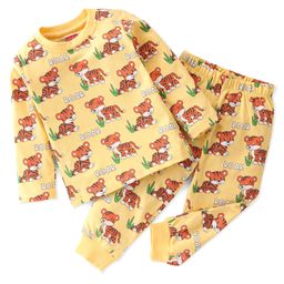 Babyhug Single Jersey Full Sleeves Night Suit Tiger Print - Yellow-image-90