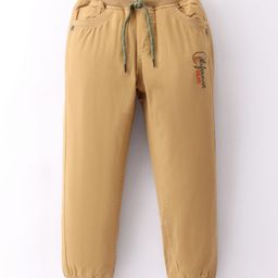 Olio Kids Cotton Knit Full Length Lounge Pant with Text Print - Khaki-image-99