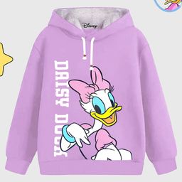 KUCHIPOO Fleece Mickey & Friends Featuring Full Sleeves Daisy Duck Printed Hoodie - Purple-picture-47