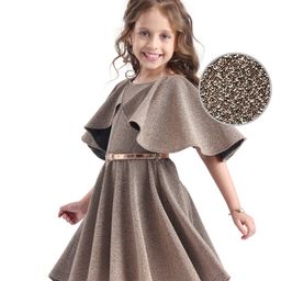 Hola Bonita Flutter Sleeves Glittered Party Dress - Gold-image-91