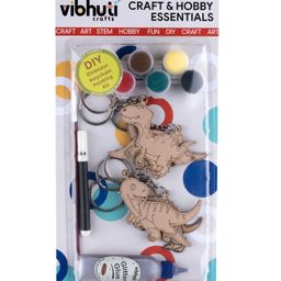 Vibhuti Crafts DIY Dino Keychain KitFun Keychain Craft Set with Paints, Brush & DecorationsPerfect for Kids' Dino Themed Gifts-14
