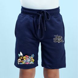 NUSYL Cotton Blend Keep Smiling Text Printed Shorts - Navy Blue-19