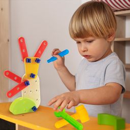 TOYFUN Construction STEM Toys | Building Blocks Set with Screwdriver | Educational Plastic Nuts and Bolts Game for Girls and Boys Toys for Ages 3 Plus 32pieces-19