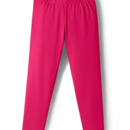 Pine Kids Knit Full Length Solid Leggings with Stretch - Fushsia-picture-4
