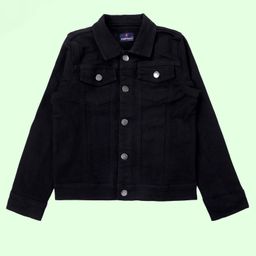 Kiddopanti Denim Woven Solid Jacket - Black-image-74
