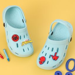 Marvel by Yellow Bee Perforated Clogs With Avengers Featuring Spiderman Charms - Light Blue-image-66