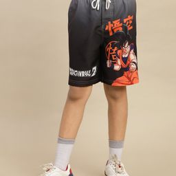 Kidsville Dragon Ball Z Featuring Goku Character Printed Swimming Shorts - Black & Grey-image-71