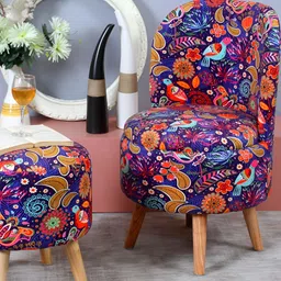 Shadowkart 2 Pieces Blue & Red Printed Wooden Pouffes Ottomans-image-66