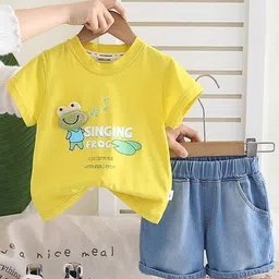 INCLUD Boys Frog Graphic Printed Round Neck T-Shirt With Shorts-32