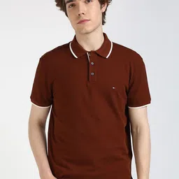 Tommy Hilfiger Men Solid Polo Collar Cotton T-shirt-image-98