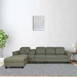 woodsworth from pepperfry Impero Fabric RHS Sectional Sofa (3+ Lounger) in Sandy Brown Colour-picture-33