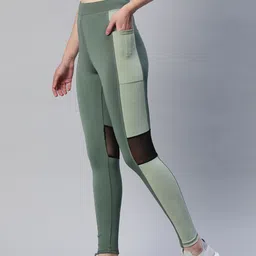 Blinkin Women Mint Green Rapid Dry Tights with Breathable Mesh Panels & Side Pockets-image-74