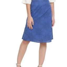 Rooted Blue Embroidered Skirt-image-91