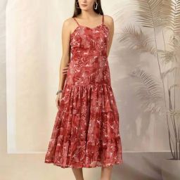 Melon By plusS Rust Printed A-Line Dress-picture-11